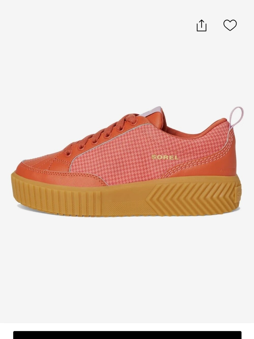 Sorel Ona Ave Waterproof Sneaker Tuscan Gum 10 Houndstooth Leather Platform NWOB